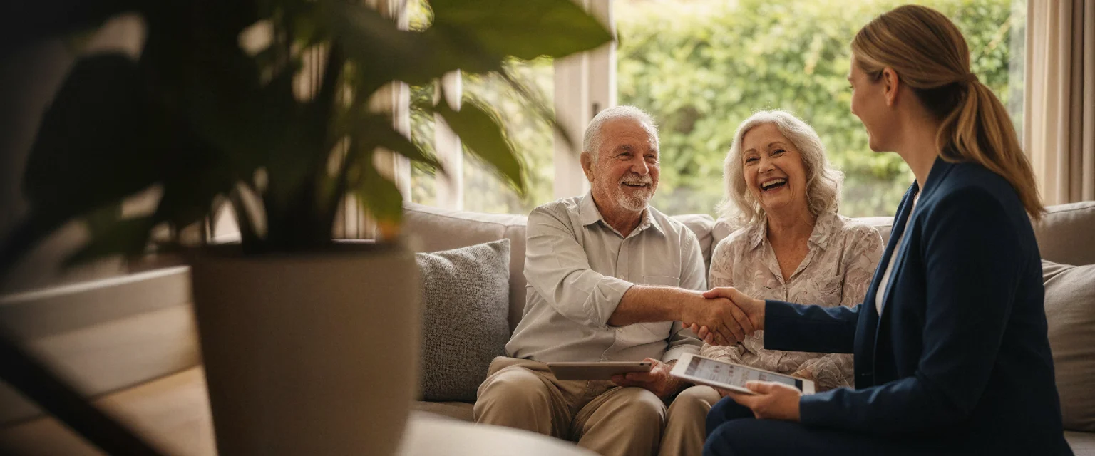Happy family with agent
